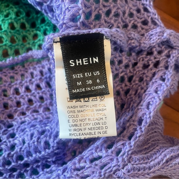SHEIN- SZ M Green Purple Turquoise Halter Swimsuit Cover Up Dress - Picture 9 of 10